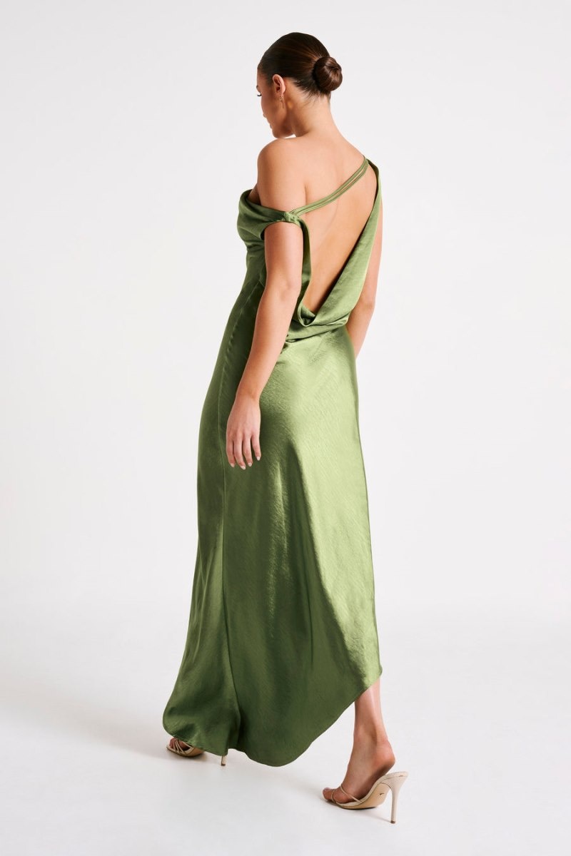 Women's Meshki Yvette Slip Asymmetrical Hem Maxi Dress Green Australia | I4U-2199