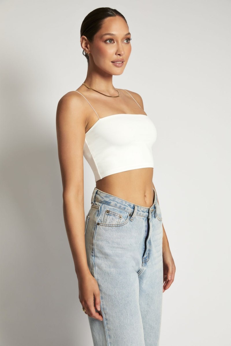 Women's Meshki Yvonne Cami Crop Tops White Australia | P7L-7737