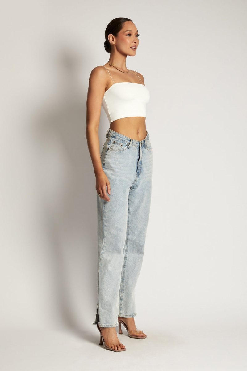 Women's Meshki Yvonne Cami Crop Tops White Australia | P7L-7737