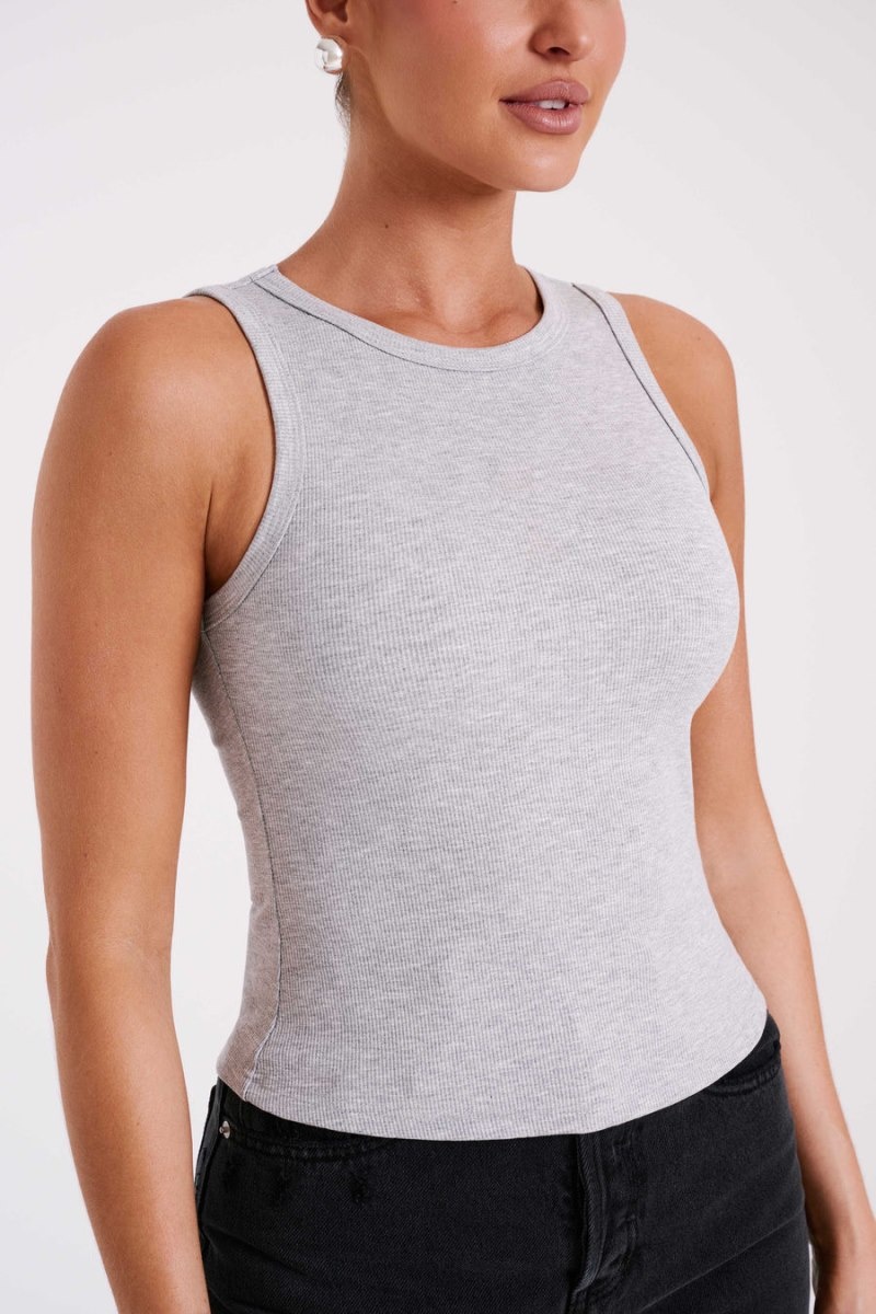 Women's Meshki Zanna Ribbed Tank Top Grey Australia | A1W-8880